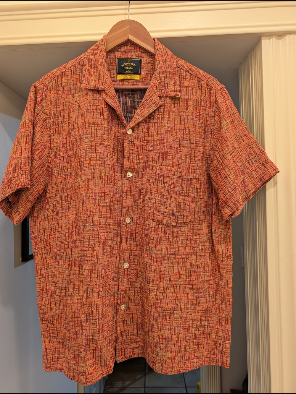 Portuguese Flannel Cotton Bouclé Camp Collar Shirt XL